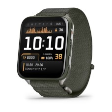 Умные часы Garmin Venu X1 темно зеленый с титановой задней крышкой и зеленым нейлоновым ремешком