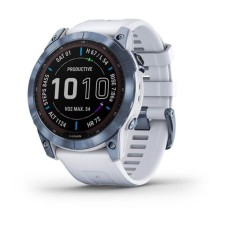 Умные часы Garmin Fenix 7X Sapphire Solar титановый синий минерал DLC с белым ремешком Умные часы Garmin Fenix 7X Sapphire Solar титановый синий минерал DLC с белым ремешком