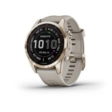 Умные часы Garmin FENIX 7S Sapphire Solar титановый кремово-золотой с светло-песочным силиконовым ремешком Умные часы Garmin FENIX 7S Sapphire Solar титановый кремово-золотой с светло-песочным силиконовым ремешком