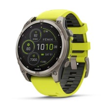 Умные часы Garmin Fenix 8, 47 мм, Solar, Sapphire titanium with an amp yellow/graphite silicone band