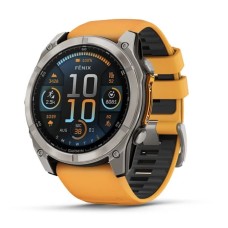 Умные часы Garmin Fenix 8, 51 мм, AMOLED, Sapphire Titanium with spark orange/graphite silicone band