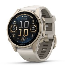Умные часы Garmin Fenix 8, 43 мм, AMOLED, Sapphire Soft Gold with fog Gray/Dark sandstone silicone band