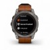 Умные часы Garmin FENIX 7 PRO Sapphire Solar титановый серый с коричневым кожаным ремешком