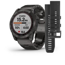 Умные часы Garmin Fenix 7X Sapphire Solar титановый угольно-серый DLC с угольно-серым титановым DLC браслетом Умные часы Garmin Fenix 7X Sapphire Solar титановый угольно-серый DLC с угольно-серым титановым DLC браслетом