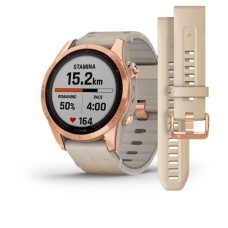 Умные часы Garmin FENIX 7S Sapphire Solar титановый цвета розовое золото с песчаным кожаным ремешком Умные часы Garmin FENIX 7S Sapphire Solar титановый цвета розовое золото с песчаным кожаным ремешком
